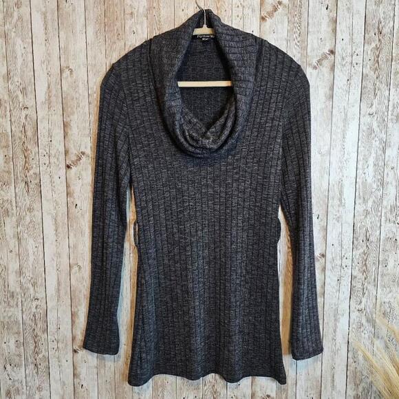 Women's Forever 21 Cowl Neck Long Sweater - S/P - Charcoal Grey - Picture 2 of 7